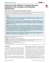 Screening Foster Children for Mental Disorders. Properties of the Strengths and Difficulties Questionnaire.