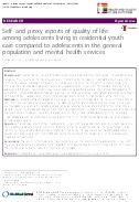 Self- and proxy reports of quality of life among adolescents living in residential youth care compared to adolescents in the general population and mental health services. 