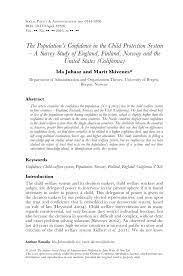 The Population's Confidence in the Child Protection System – A Survey Study of England, Finland, Norway and the United States (California).