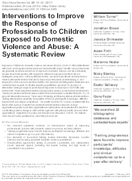 Interventions to Improve the Response of Professionals to Children Exposed to Domestic Violence and Abuse. A Systematic Review.