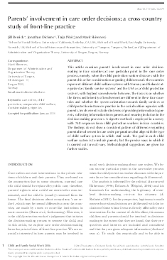 Parents’ involvement in care order decisions a cross-country study of front-line practice.