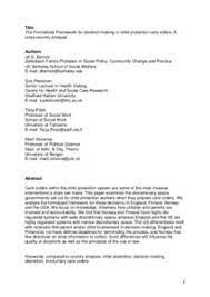 The formalized framework for decision-making in child protection care orders. A cross-country analysis.