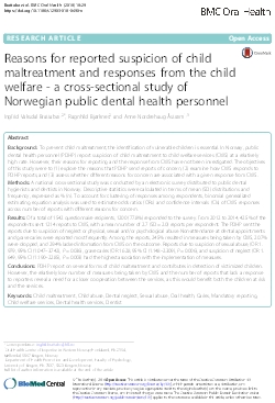 Reasons for reported suspicion of child maltreatment and responses from the child welfare. A cross-sectional study of Norwegian public dental health personnel.