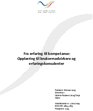 Fra erfaring til kompetanse: Opplæring til brukermedvirkere og erfaringskonsulenter. 