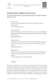 Family Life for Children in State Care. An Analysis of the European Court of Human Rights’ Reasoning on Adoption Without Consent.