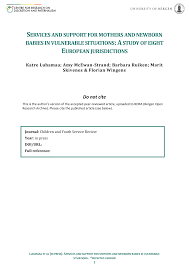 Services and support for mothers and newborn babies in vulnerable situations: A study of eight European jurisdictions.